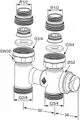 Schematische Darstellung einer Durchgangsverschraubung mit verschiedenen Anschlussmöglichkeiten für Rohrleitungen, hergestellt von IMI Hydronic Engineering.